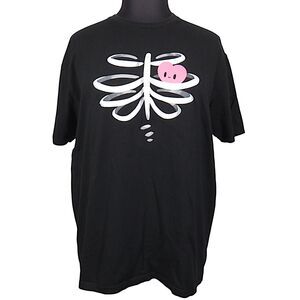 Tee Turtle Black Cotton Skeleton Ribs Heart Tee Shirt Unisex Adult Size XXL